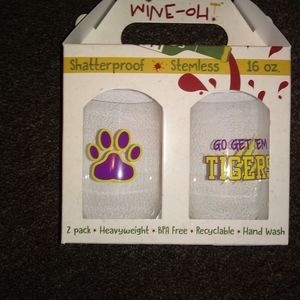LSU SHATTERPROOF WINE GLASSES 16OZ